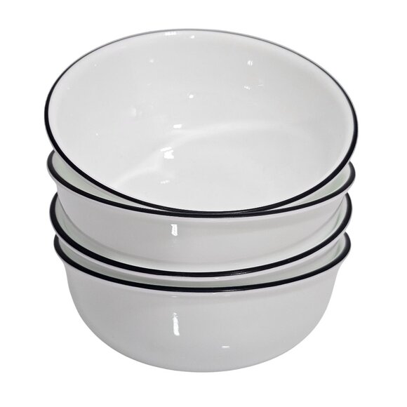 4 Corelle Black & White Soup Cereal Bowls 5.5" break chip resistant dishwasher - Picture 9 of 9